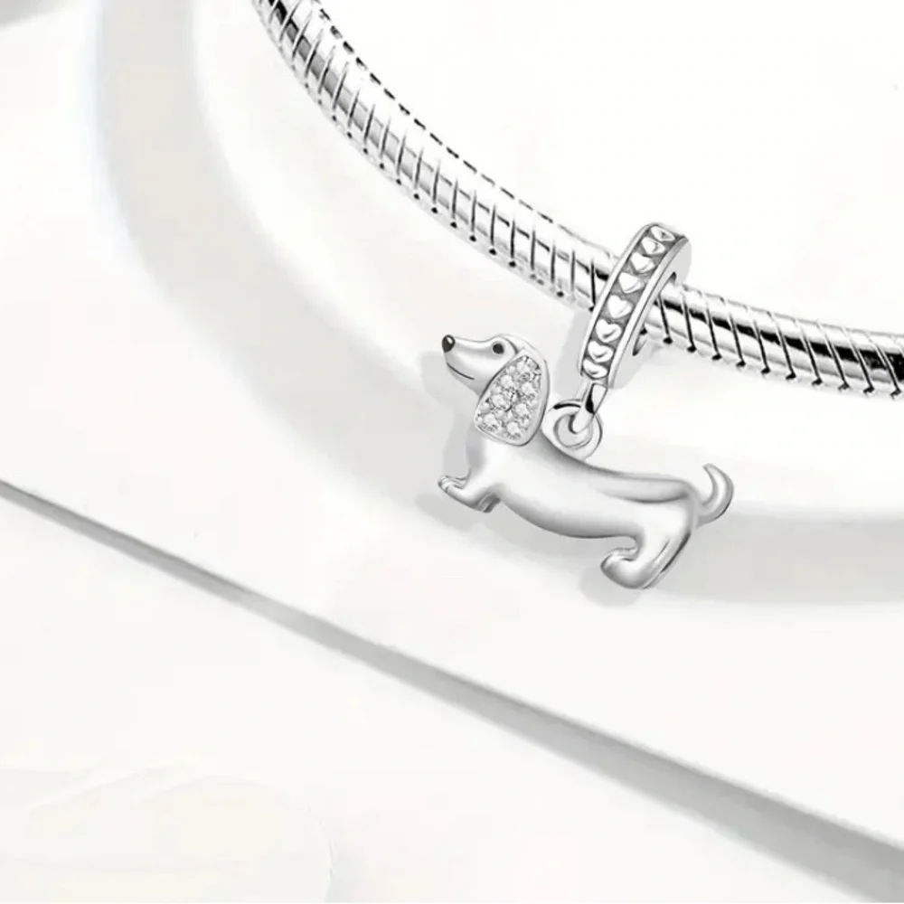Silver Dachshund Dog Charm Pendant